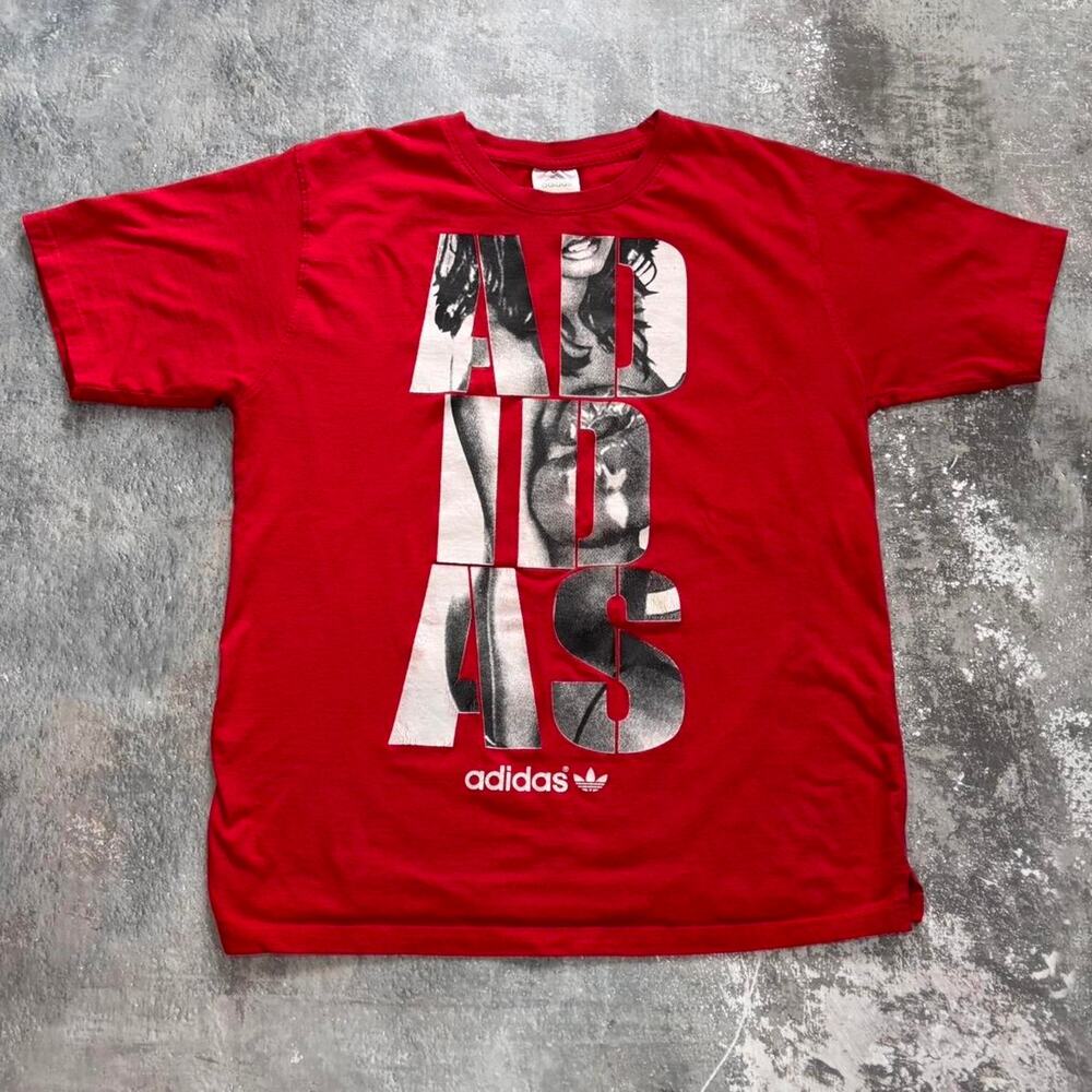 Y2K Adidas Red Graphic T Shirt. Japan Exclusive. Size Large